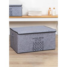Gri Keçe Kapaklı Çok Amaçlı Mega Plus Kutu Hurç 57X41X31 cm