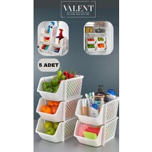 Istiflenebilir 5'li Düzenleyici Set, Dolap, Lavabo ve Buzdolabı Içi, Beyaz