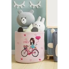 Pembe Zeminli Kız Bisiklet Sürme Oyun Sepeti