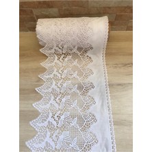 Gri Dantel Raf Örtüsü, 22 cm En, 5 Metre Uzunluk, Şık ve Zarif Tasarım