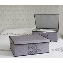 Gri Keçe Kapaklı Çok Amaçlı Baza Kutusu 50X40X19 cm