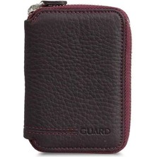 Guard Fermuarlı Bordo Hakiki Deri Mini Cüzdan Erkek P796