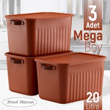 Dekoratif Saklama Kutusu, Çok Amaçlı Düzenleyici, Banyo Mutfak Organizer, Kapaklı Kutu, Kiremit 3'lü