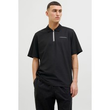 Jack & Jones JCOFUSION PIQUE POLO SS S Siyah Erkek Kısa Kol T-Shirt