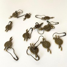 Yumakça Metal Yumak Figürlü Broş Set Antik