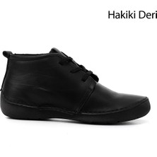 Gönderi(r) Kadın Siyah  Bağcıklı Hakiki Deri Comfort Bot