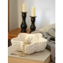 Beyaz Yıldız Şekilli Beton Kase ,takı Tabağı, Anahtarlık, Ev Dekoru