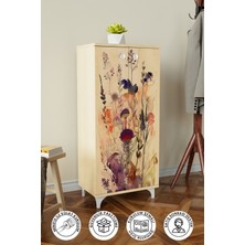 Floral 3 Raflı Çok Amaçlı Dolap Mutfak Salon Banyo Ofis Salon Dolabı