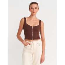 31978 Fermuarlı Top-Açık Kahve