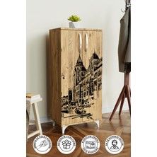 Şehir Çizgisi 3 Raflı Çok Amaçlı Dolap Mutfak Salon Banyo Ofis Salon Dolabı