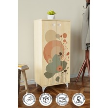 Abstract Flowers 3 Raflı Çok Amaçlı Dolap Mutfak Salon Banyo Ofis Salon Dolabı