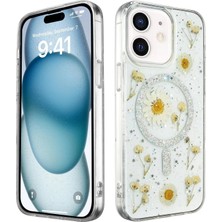 Newface iPhone 12 Kılıf Daisy Simli Magsafe Kapak - Gümüş