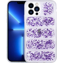 iPhone 13 Pro Kılıf Kamera Korumalı Simli Airbag'li Scks Dalga Kapak-Mor