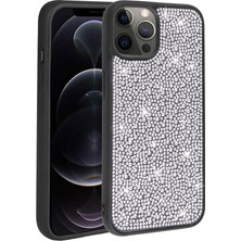 Sickossi Apple iPhone 13 Pro Kılıf Parlak Taşlı Tasarım Scks Ston Kapak-Siyah