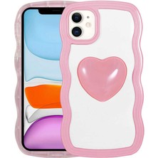 iPhone 11 Kılıf Renkli Kalp Figürlü Scks Ponçik Kapak-Pembe