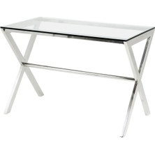 Hitit Dekorasyon Sama Paslanmaz Metal Cam Çalışma Masası