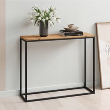 Hitit Dekorasyon Dab Siyah Metal Ahşap Dresuar Konsol Meşe