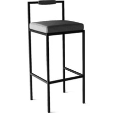 Hitit Dekorasyon Fact Siyah Metal Bar Sandalyesi Gri