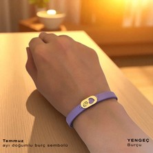 Altın Plakalı 14 Ayar Temmuz Ayı Doğumları Için Kalp Motifli Hakiki Mor Hediye BILEKLIK-558AY