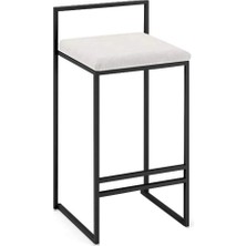 Hitit Dekorasyon Elina Siyah Metal Beyaz Bar Sandalyesi