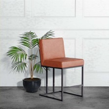 Hitit Dekorasyon Frame Siyah Metal Sandalye Deri