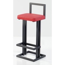 Hitit Dekorasyon Line Siyah Metal Bar Sandalyesi Kırmızı