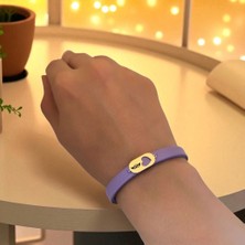 14 Ayar Altın Plakalı Bal Maske Temalı Hakiki Mor Derili Kalp Motifli Hediye BILEKLIK-558SEMBOL