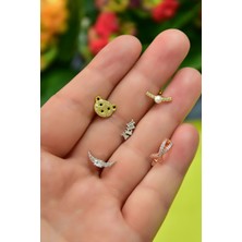 925 Ayar Papatya Silver Tragus Küpe.rose.gold.rodaj.