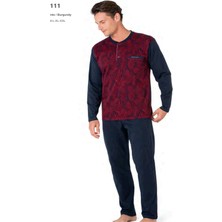 Pierre Cardin 6111 Erkek Uzun Kollu Yakası Düğmeli Pijama Takım-Bordo