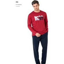 Pierre Cardin 6096 Erkek Uzun Kollu Bisiklet Yaka Pijama Takımı-Bordo