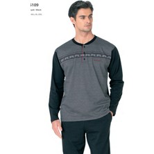 Pierre Cardin 6109 Erkek Uzun Kollu Yakası Düğmeli Pijama Takım-Siyah