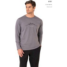 Pierre Cardin 6101 Erkek Uzun Kollu Bisiklet Yaka Pijama Takımı-Gri