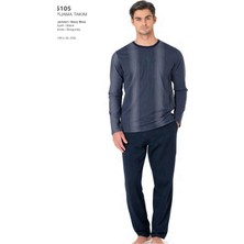 Pierre Cardin 6105 Erkek Uzun Kollu Bisiklet Yaka Pijama Takımı-Lacivert