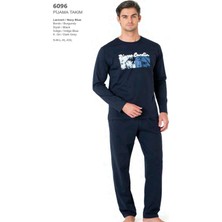 Pierre Cardin 6096 Erkek Uzun Kollu Bisiklet Yaka Pijama Takımı-Lacivert