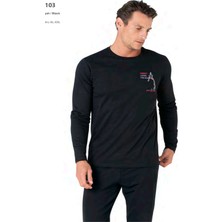 Pierre Cardin 6103 Erkek Uzun Kollu Bisiklet Yaka Pijama Takımı-Siyah