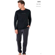 Pierre Cardin 6095 Erkek Uzun Kollu Bisiklet Yaka Pijama Takımı-Siyah