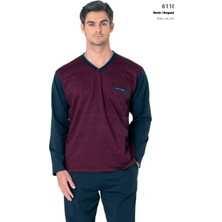 Pierre Cardin 6110 Erkek Kuzun Kollu V Yaka Pijama Takımı-Bordo