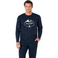 Pierre Cardin 6097 Erkek Uzun Kollu Bisiklet Yaka Pijama Takımı-Lacivert