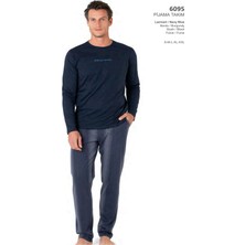 Pierre Cardin 6095 Erkek Uzun Kollu Bisiklet Yaka Pijama Takımı-Lacivert