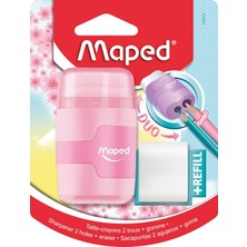 Maped - Çift Delikli Pastel Renklerde Kalemtraş + Silgi Ikilisi