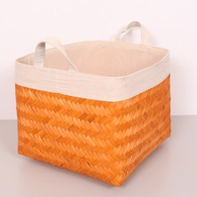 Mylamp Humi 42X42X33 cm Doğal Bambu Turuncu Xl Sepet