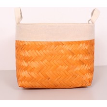 Mylamp Humi 36X36X28 cm Doğal Bambu Turuncu L Sepet
