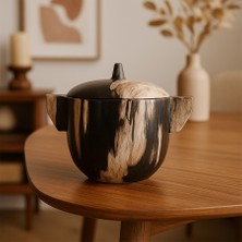 Mylamp Nuria Fosil Ağaç Kapaklı Dekoratif Kase 17X25X10 cm