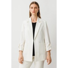  Ekol Torba Cepli Kolu Katlı Ceket Ekru 04530