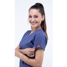 Uçak İş Giyim Fırtına Mavi U-flex Likralı Tek Üst