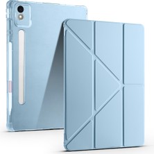 Lenovo Idea Tab Pro 12.7 TB-373FU Kılıf Zore Tri Folding Kalem Bölmeli Standlı Kılıf-Mavi
