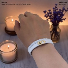 14 Ayar Plakalı Altın Oğlak Burçları Için Kalp Figürlü Doğal Beyaz Derili Hediye BILEKLIK-561BURÇ