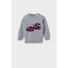 DeFacto Erkek Bebek Bisiklet Yaka Araba Baskılı Triko Kazak F2586A525WN