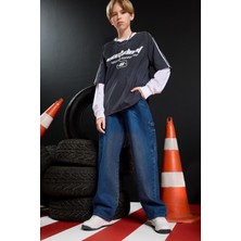 DeFacto %100 Pamuk Wide Leg Düz Paça Jean Pantolon Erkek Çocuk F0457A825AU