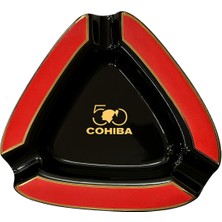 Cohiba 50. Yıl Kırmızı-Siyah Porselen Üçlü Puro Küllüğü